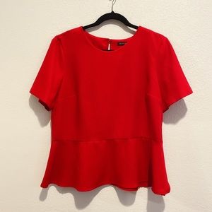 Banana Republic Red Short Sleeve Peplum Blouse